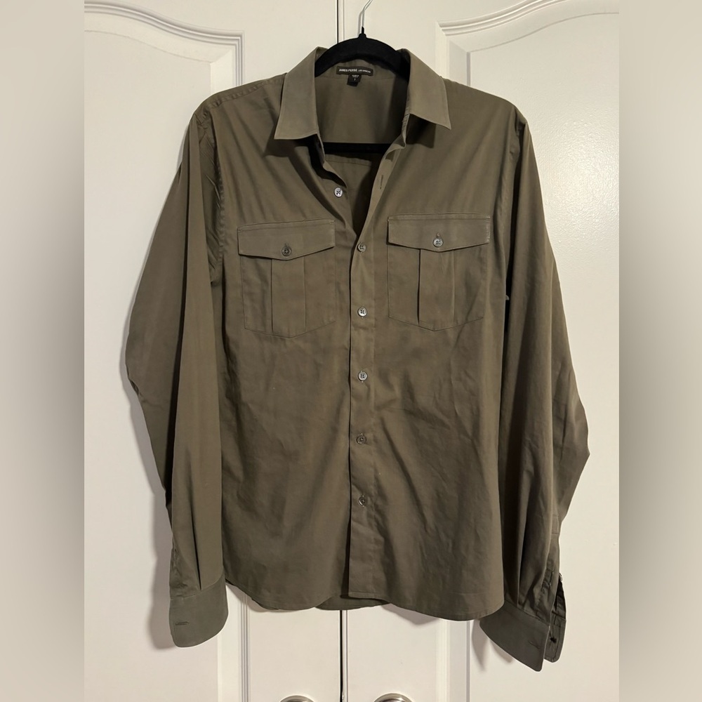 James Perse Olive Casual Button Down Shirt